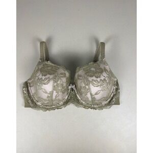 Victoria's Secret Body by Victoria Lined Demi Bra Sage Green Floral Lace 38DD